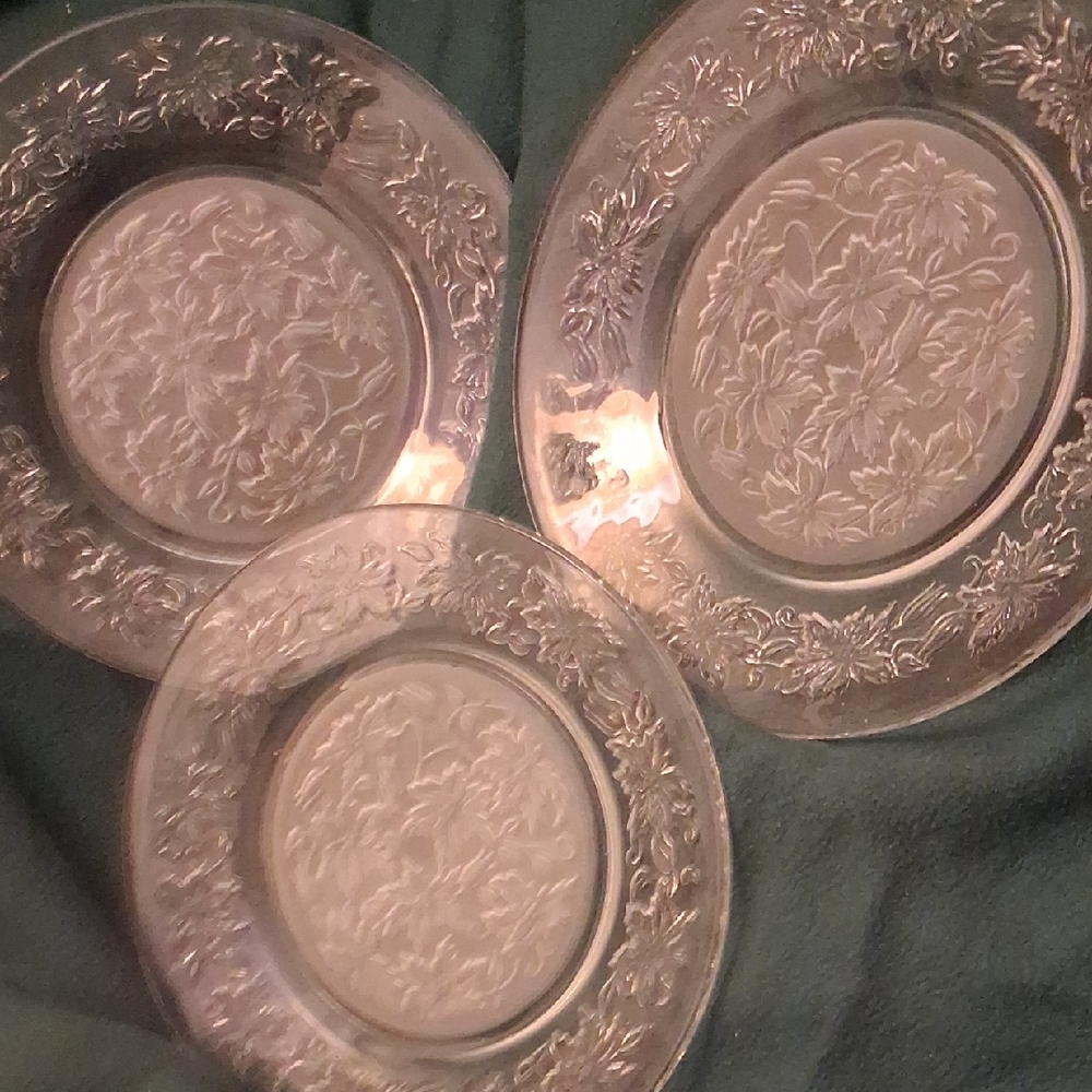 Intricate Floral Glass Plate Set